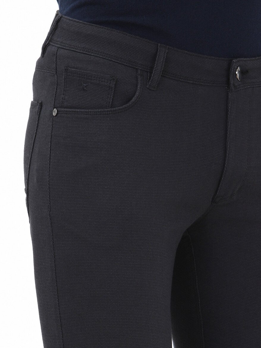 Lacivert Dokuma Slim Fit Casual Pamuk Karışımlı Pantolon - 2