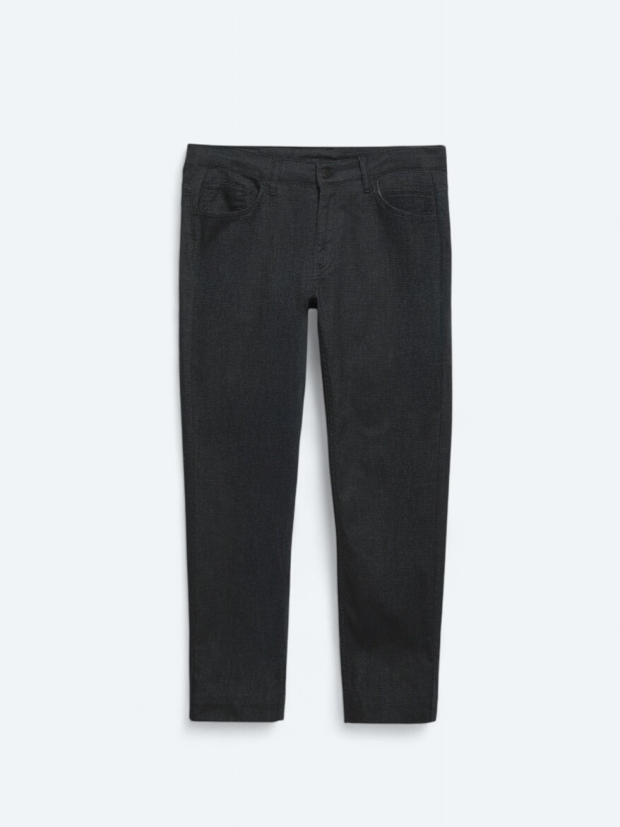 Lacivert Dokuma Slim Fit Casual Pamuk Karışımlı Pantolon - 6