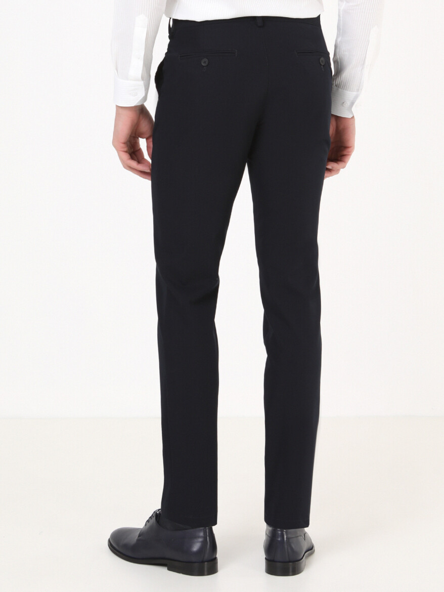 Lacivert Dokuma Slim Fit Casual Pantolon - 4
