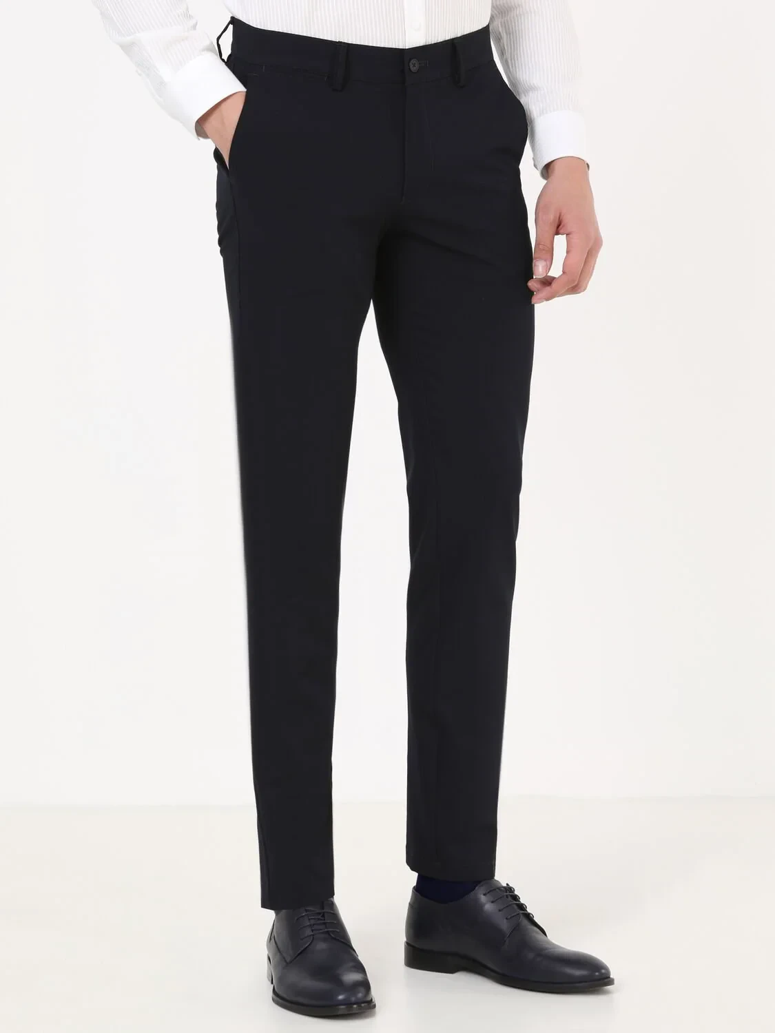 Lacivert Dokuma Slim Fit Casual Pantolon - 3