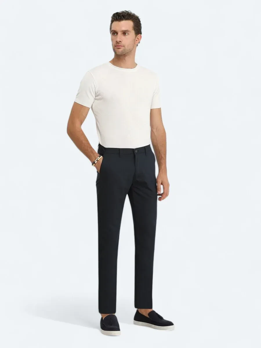 Lacivert Dokuma Slim Fit Casual Pantolon - 1