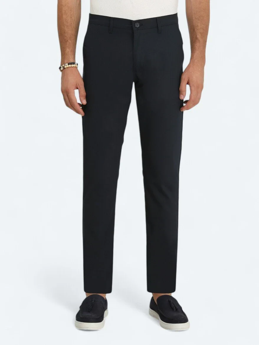 Lacivert Dokuma Slim Fit Casual Pantolon - 2