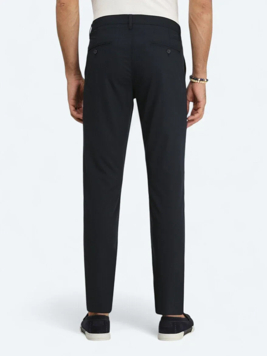Lacivert Dokuma Slim Fit Casual Pantolon - 4
