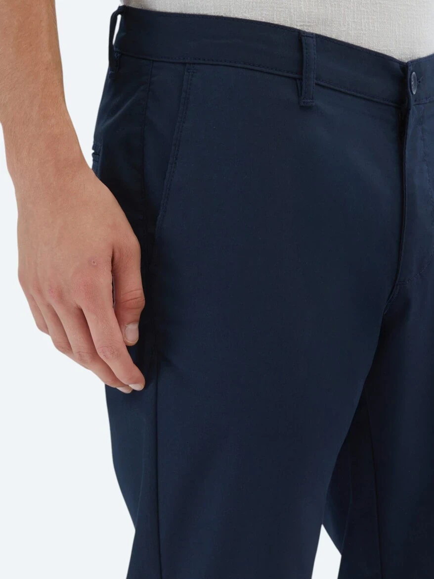 Lacivert Dokuma Slim Fit Casual Pantolon 