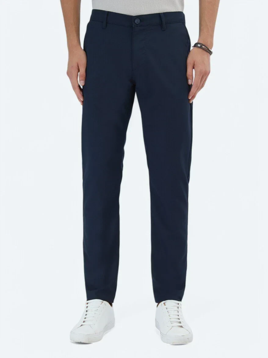 Lacivert Dokuma Slim Fit Casual Pantolon - 2