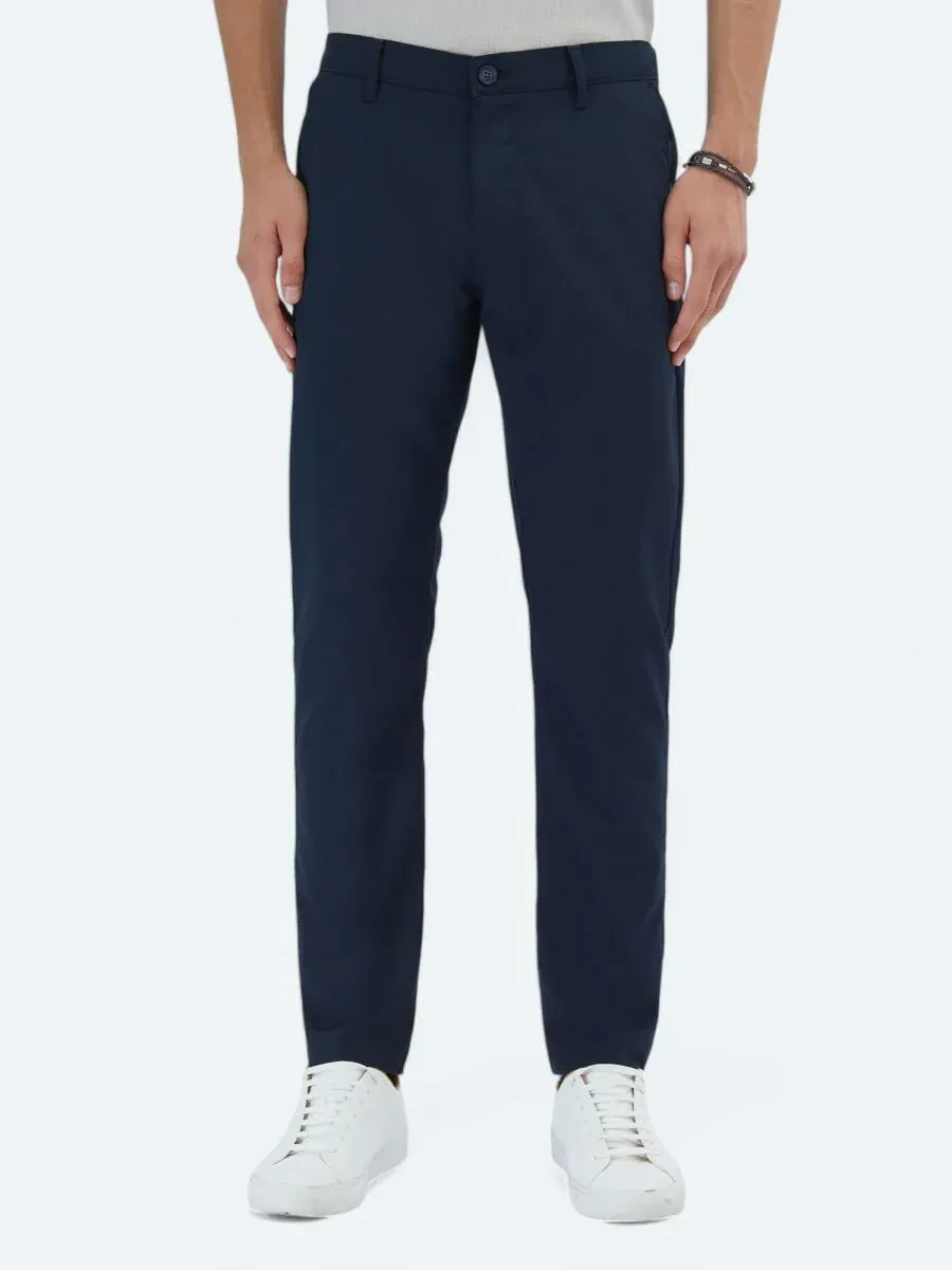 Lacivert Dokuma Slim Fit Casual Pantolon - 2