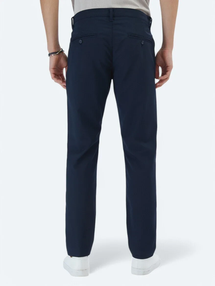 Lacivert Dokuma Slim Fit Casual Pantolon - 5