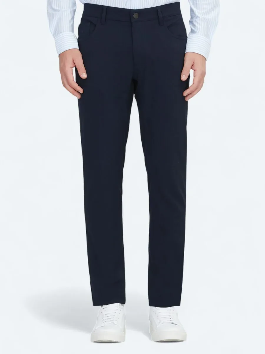 Lacivert Dokuma Slim Fit Casual Pantolon - 2