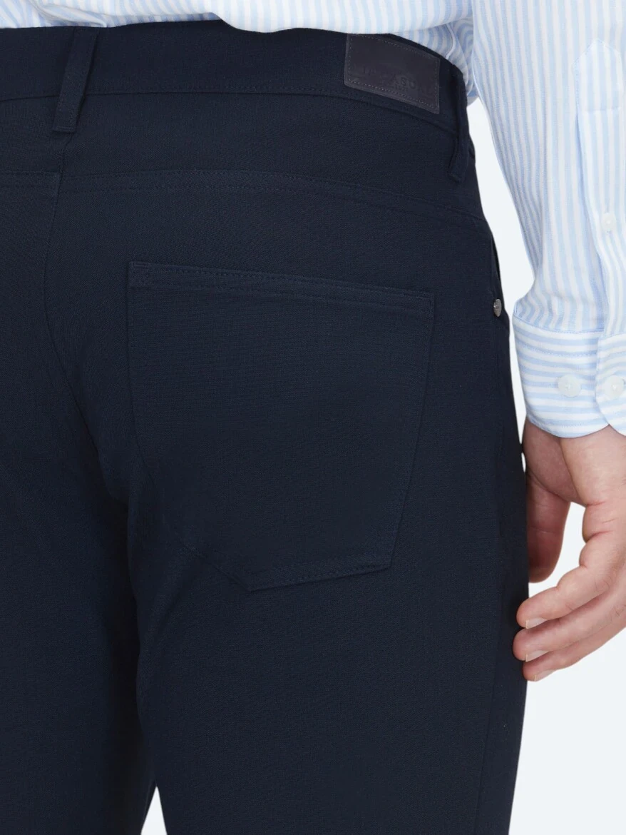 Lacivert Dokuma Slim Fit Casual Pantolon 