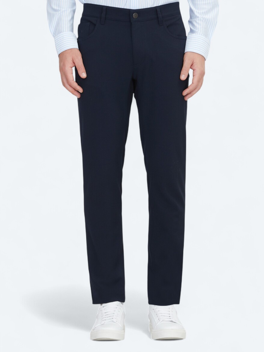 Lacivert Dokuma Slim Fit Casual Pantolon - 2