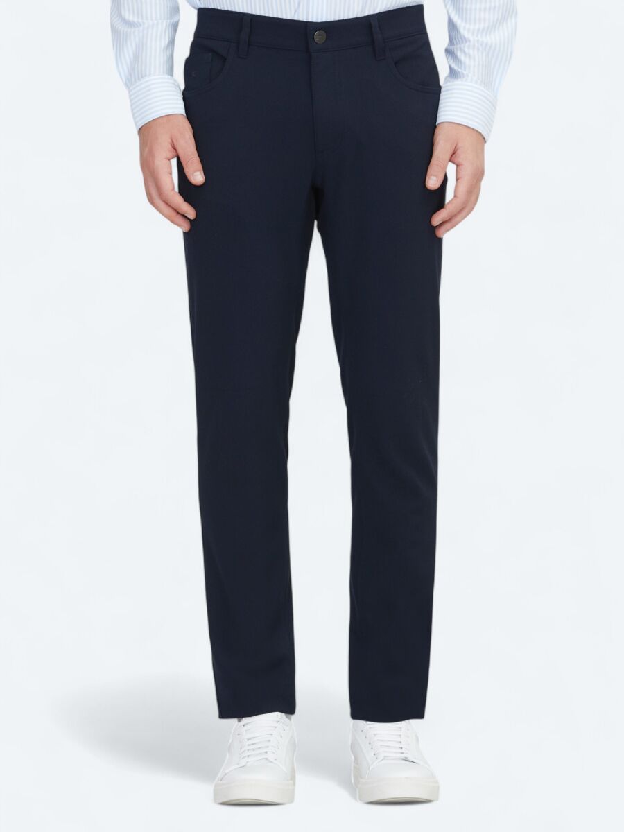 Lacivert Dokuma Slim Fit Casual Pantolon - 2