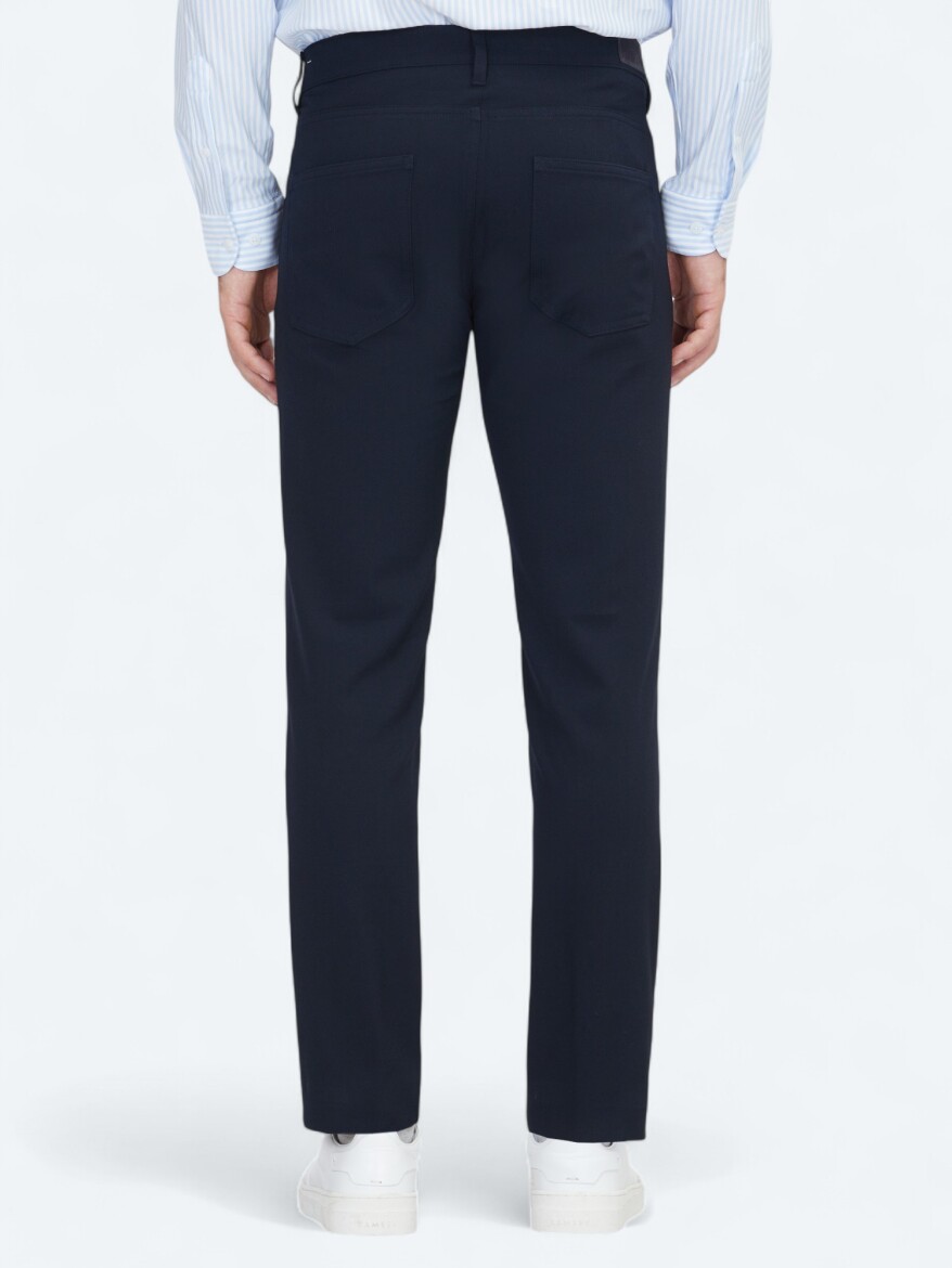 Lacivert Dokuma Slim Fit Casual Pantolon - 5