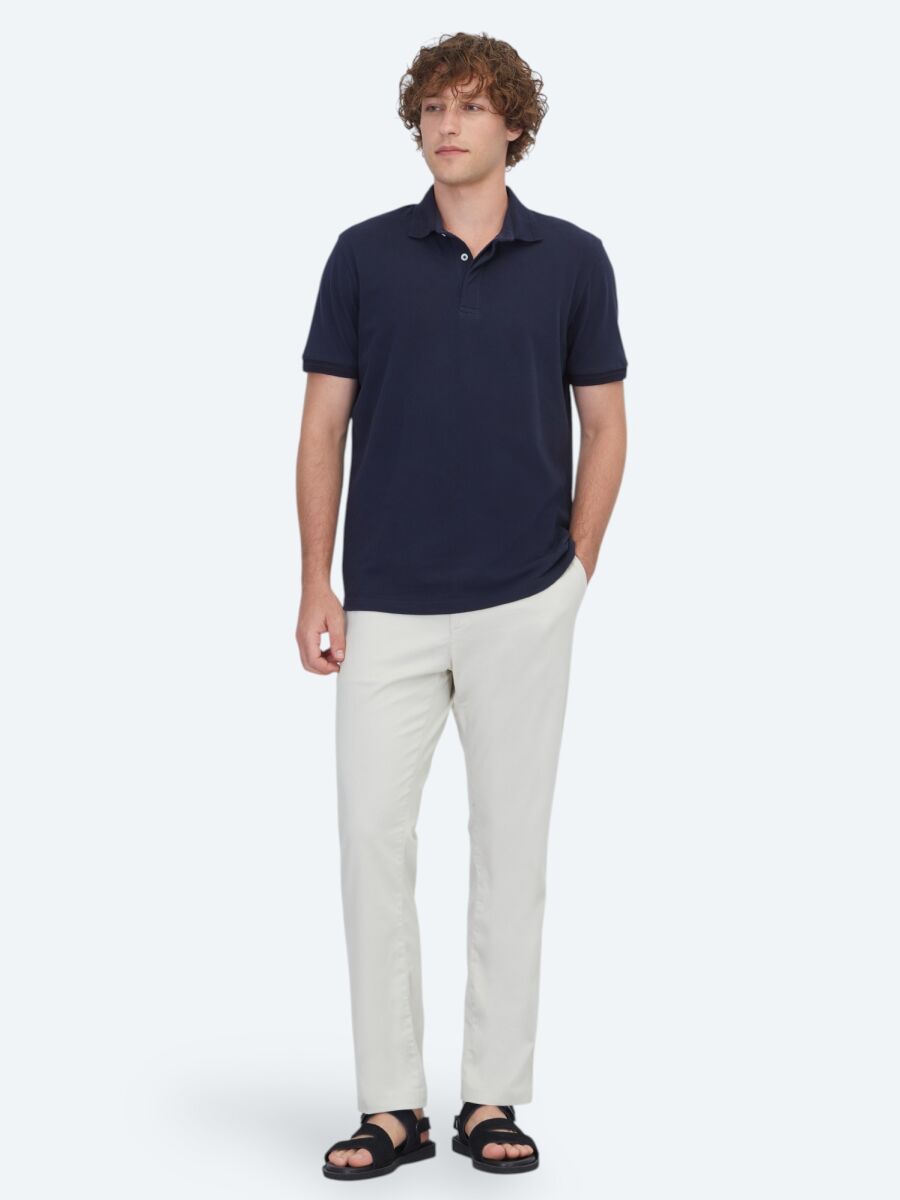 Lacivert Düz %100 Pamuk T-Shirt - 2