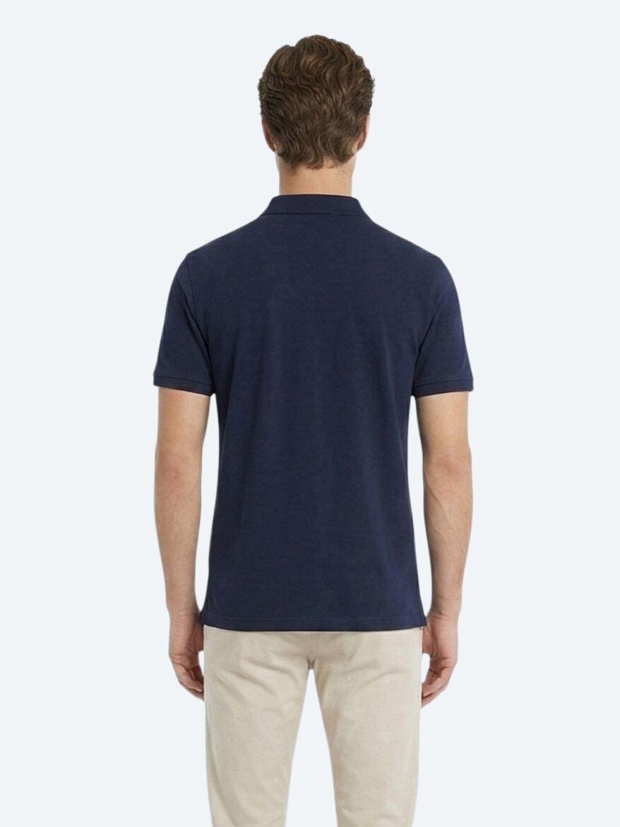 Lacivert Düz %100 Pamuk T-Shirt - 5