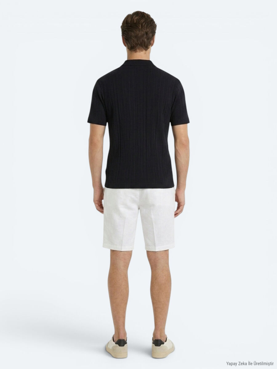 Lacivert Düz %100 Pamuk T-Shirt - 4