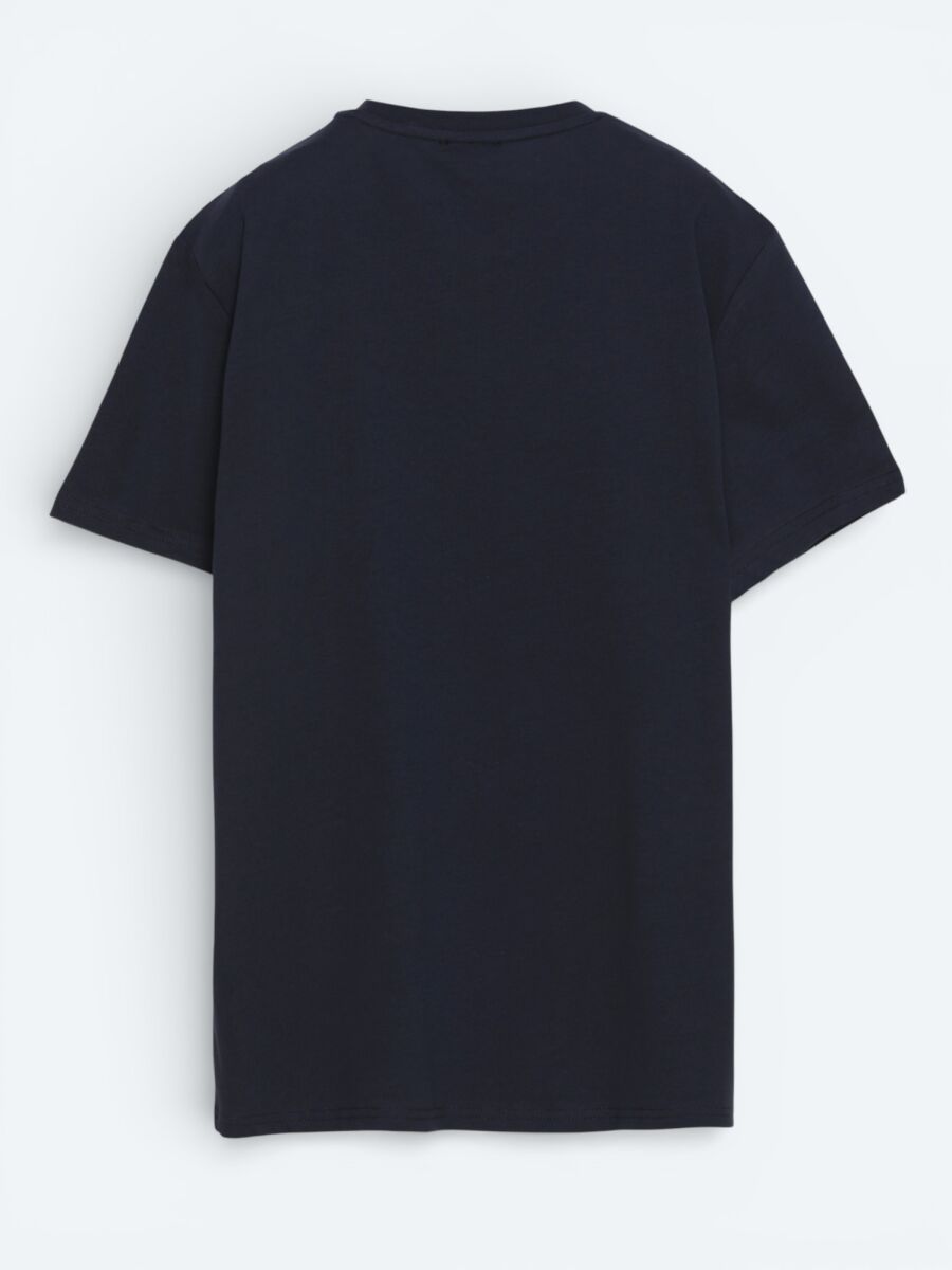 Lacivert Düz %100 Pamuk T-Shirt - 5