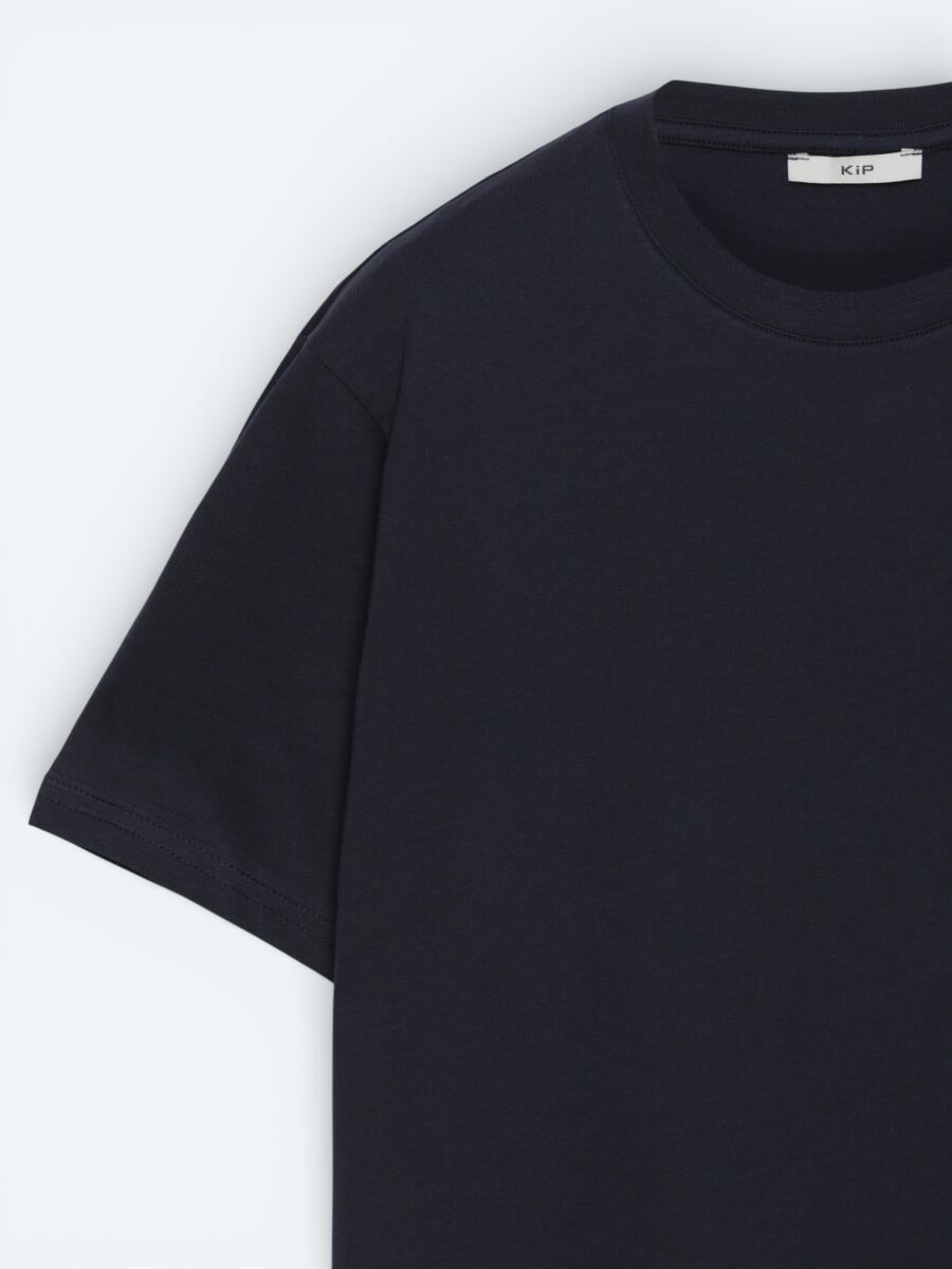 Lacivert Düz %100 Pamuk T-Shirt - 4