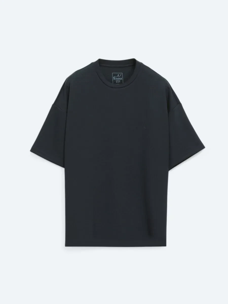 Lacivert Düz Bisiklet Yaka T-Shirt - 7