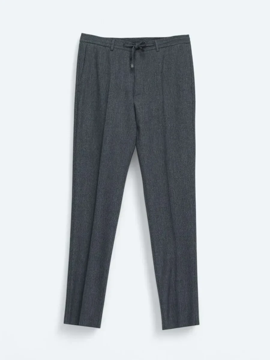 Lacivert Düz Comfort Fit Yün Karışımlı Takım Elbise - 2