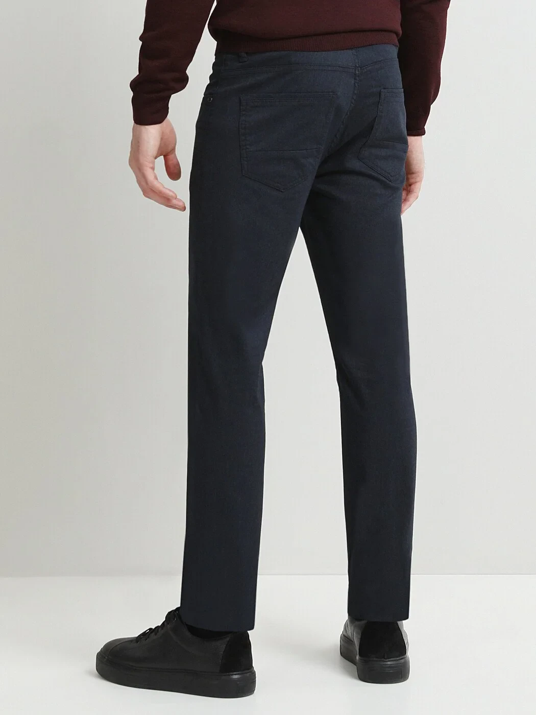 Lacivert Düz Denim Regular Fit Casual Pamuk Karışımlı Pantolon - 4