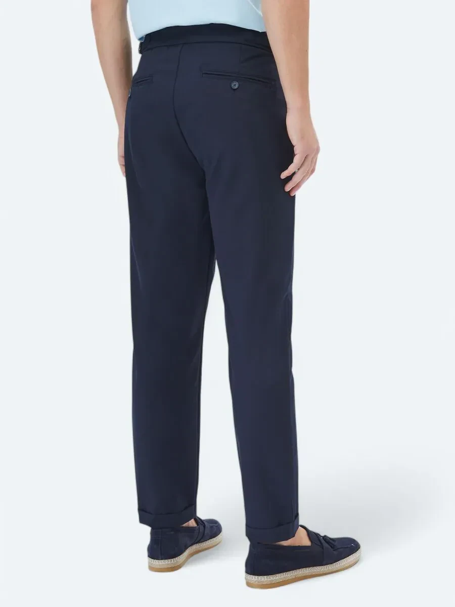 Lacivert Düz Dokuma Carrot Fit Smart Casual Pantolon - 6