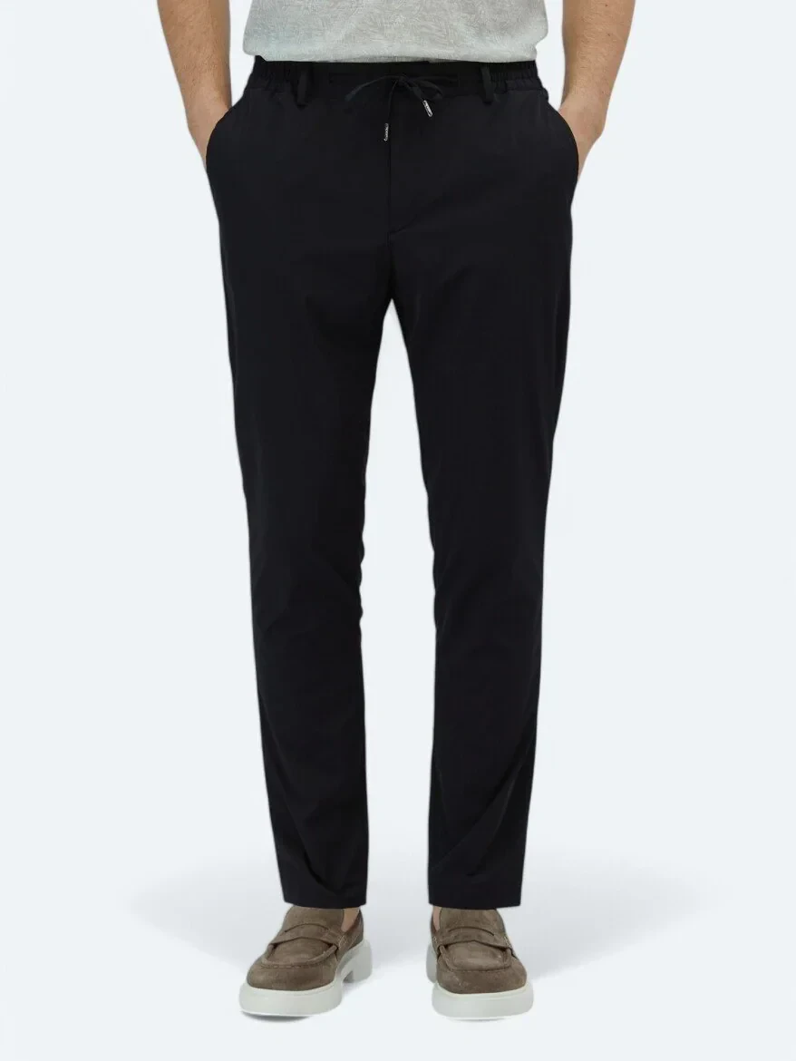 Lacivert Düz Dokuma Casual Pantolon - 2