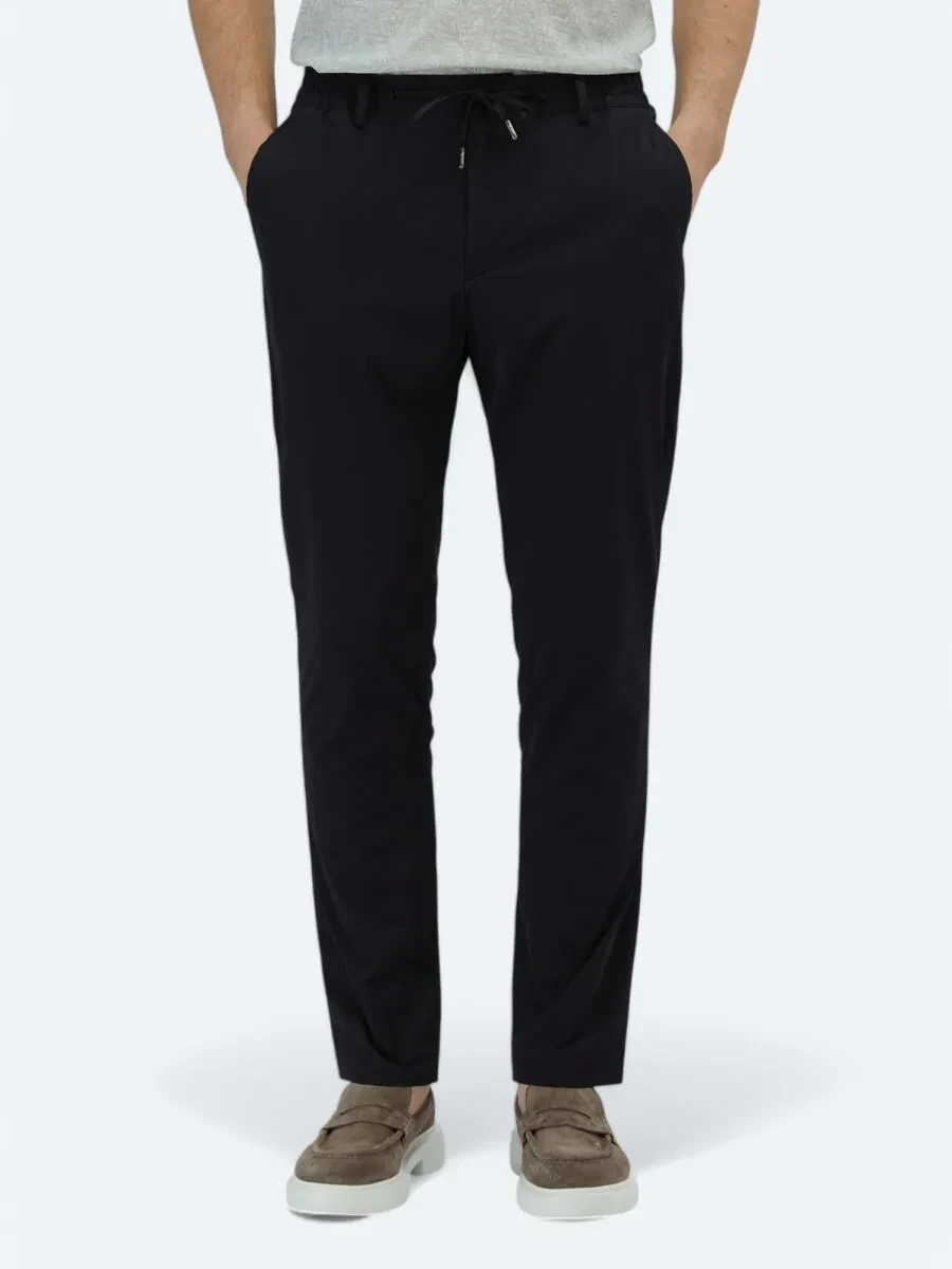 Lacivert Düz Dokuma Casual Pantolon - 2