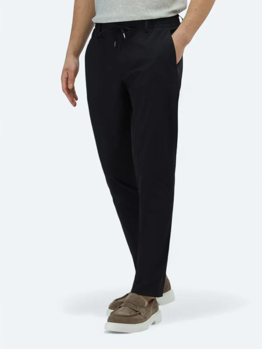 Lacivert Düz Dokuma Casual Pantolon - 3