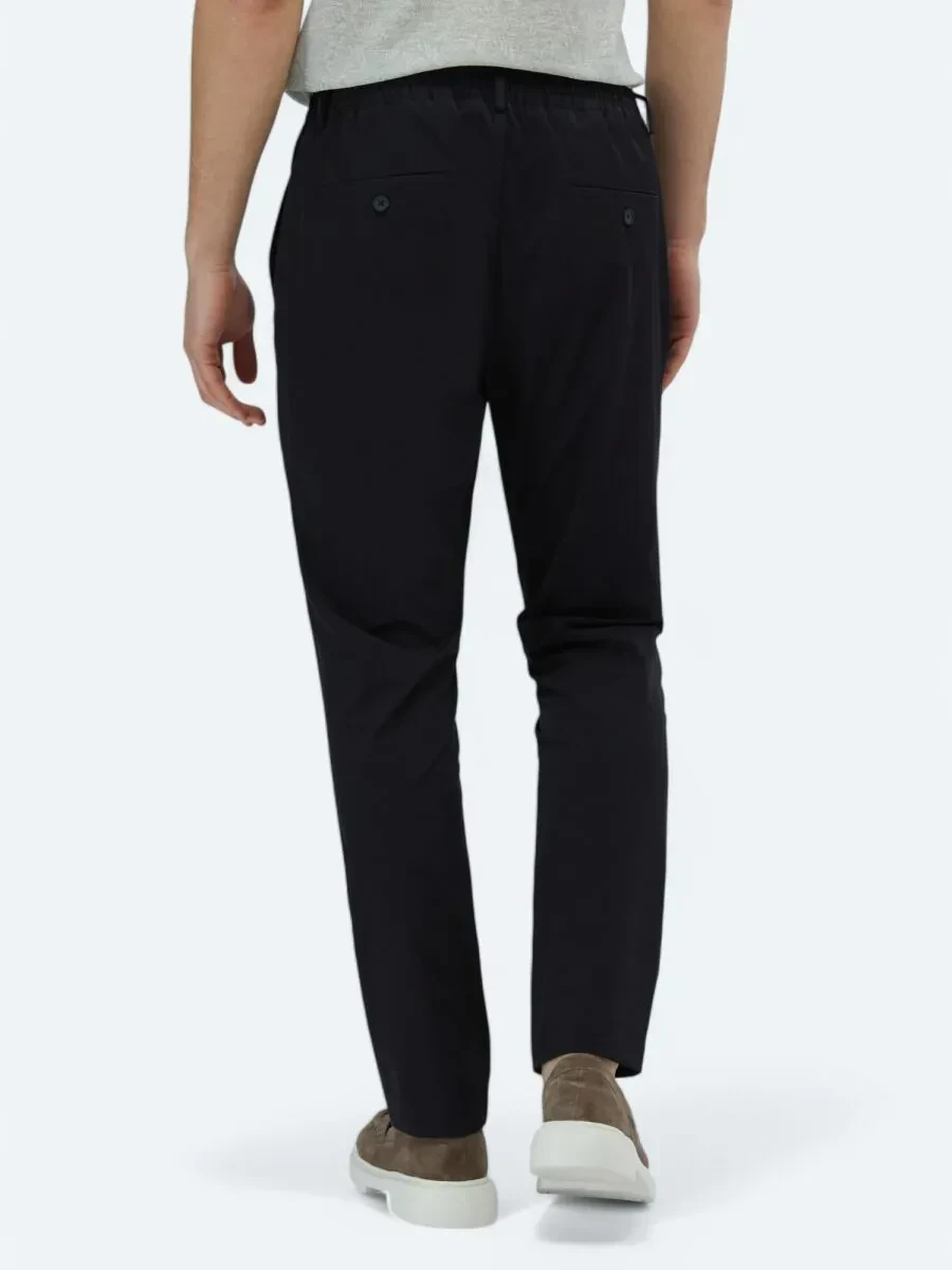 Lacivert Düz Dokuma Casual Pantolon - 5
