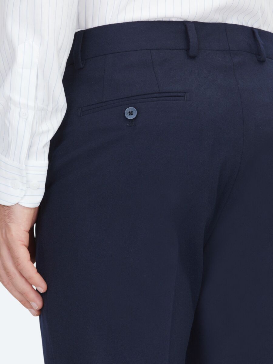 Lacivert Düz Dokuma Fitted Fit Klasik Pantolon - 4