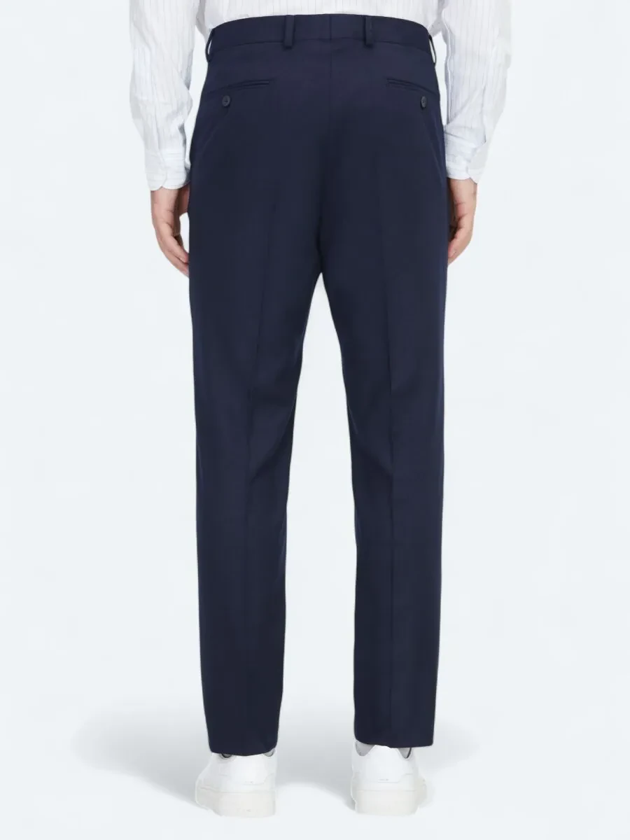 Lacivert Düz Dokuma Fitted Fit Klasik Pantolon - 5
