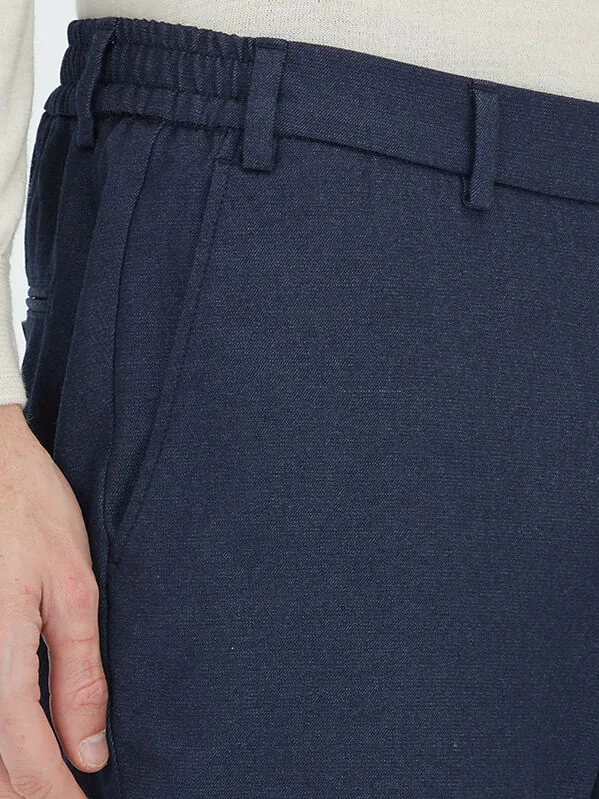 Lacivert Düz Dokuma Fitted Fit Klasik Pantolon - 3