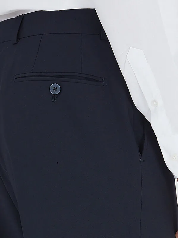 Lacivert Düz Dokuma Fitted Fit Klasik Yün Karışımlı Pantolon - 6