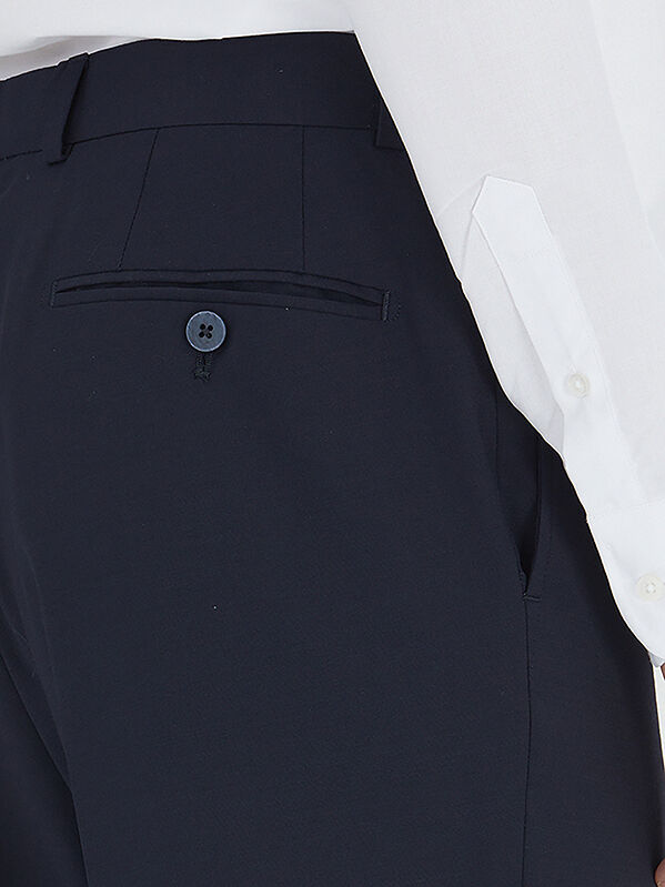 Lacivert Düz Dokuma Fitted Fit Klasik Yün Karışımlı Pantolon - 6