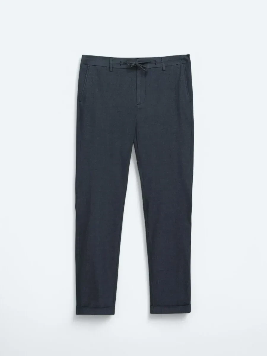 Lacivert Düz Dokuma Jogging Fit Casual Pamuk Karışımlı Pantolon - 6