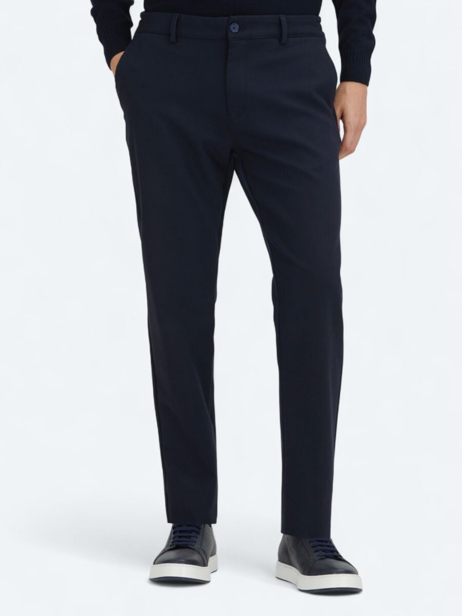 Lacivert Teknik Casual Pamuk Karışımlı Pantolon - 2