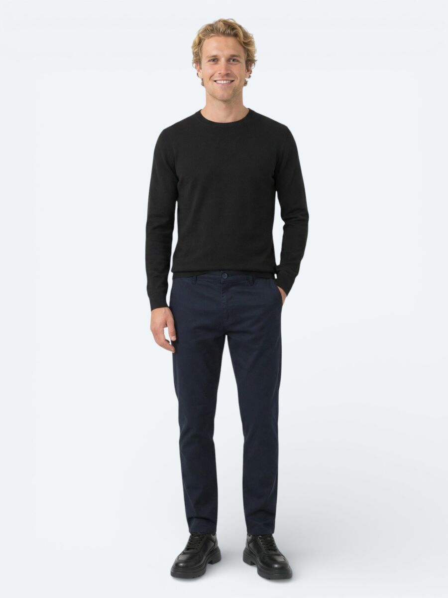 Lacivert Düz Dokuma Jogging Fit Casual Pamuk Karışımlı Pantolon - 1