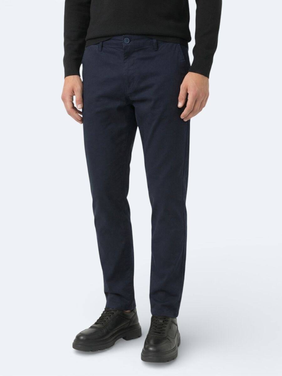 Lacivert Düz Dokuma Jogging Fit Casual Pamuk Karışımlı Pantolon - 2