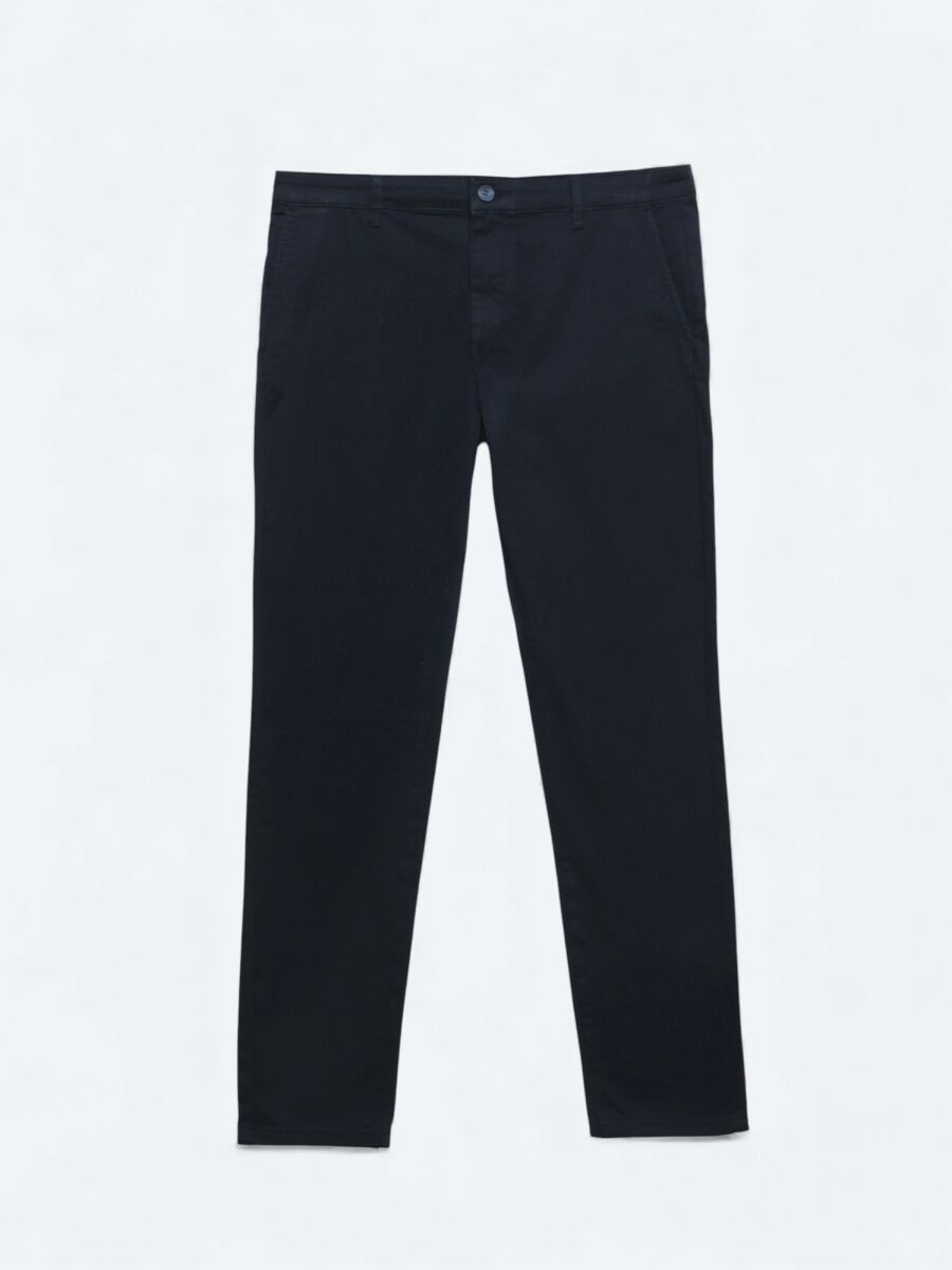 Lacivert Düz Dokuma Jogging Fit Casual Pamuk Karışımlı Pantolon - 5