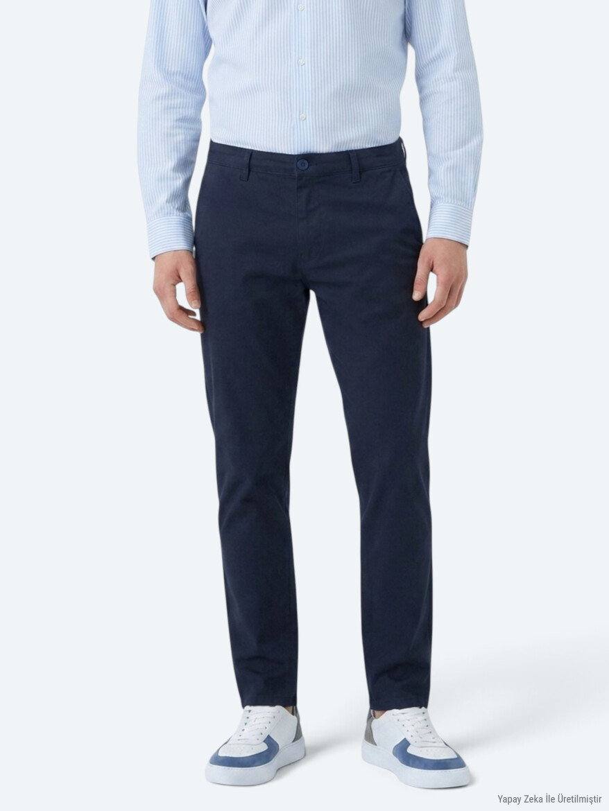 Lacivert Düz Dokuma Jogging Fit Casual Pamuk Karışımlı Pantolon - KİP (1)