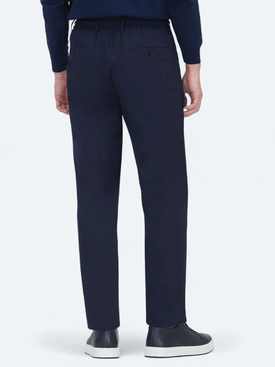 Lacivert Düz Dokuma Jogging Fit Casual Pantolon - 6