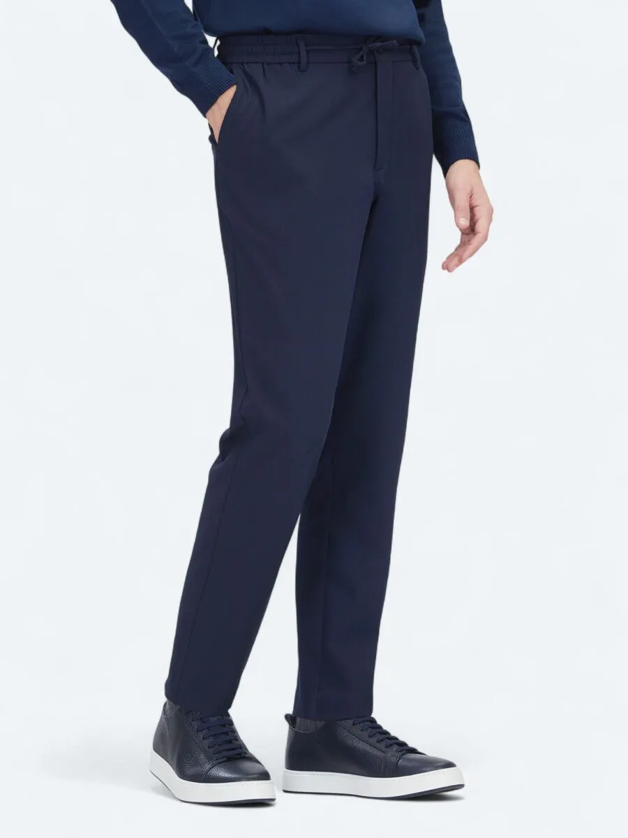 Lacivert Düz Dokuma Jogging Fit Casual Pantolon - 3