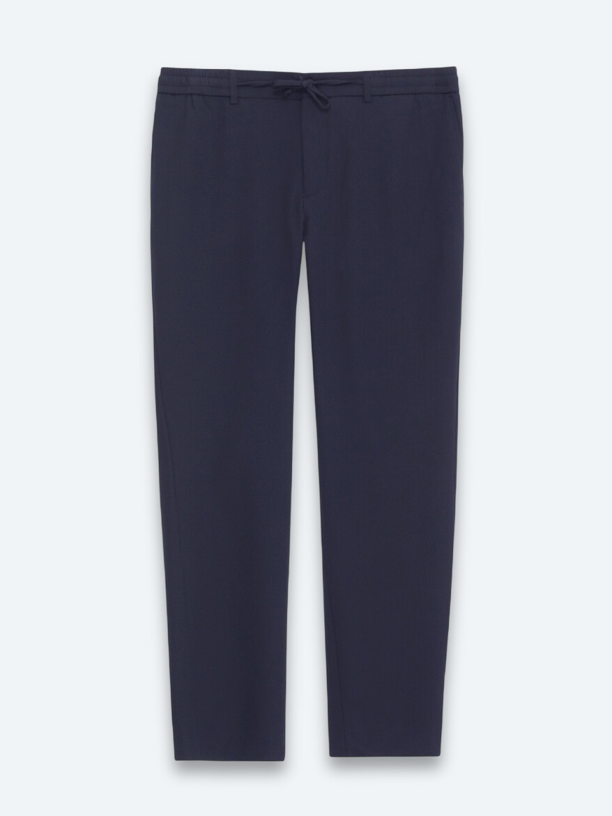 Lacivert Düz Dokuma Jogging Fit Casual Pantolon - 6