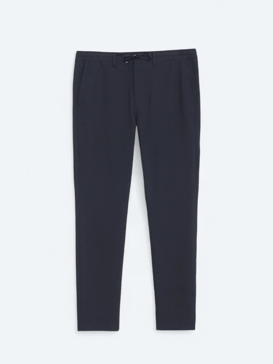 Lacivert Düz Dokuma Jogging Fit Casual Pantolon - 6