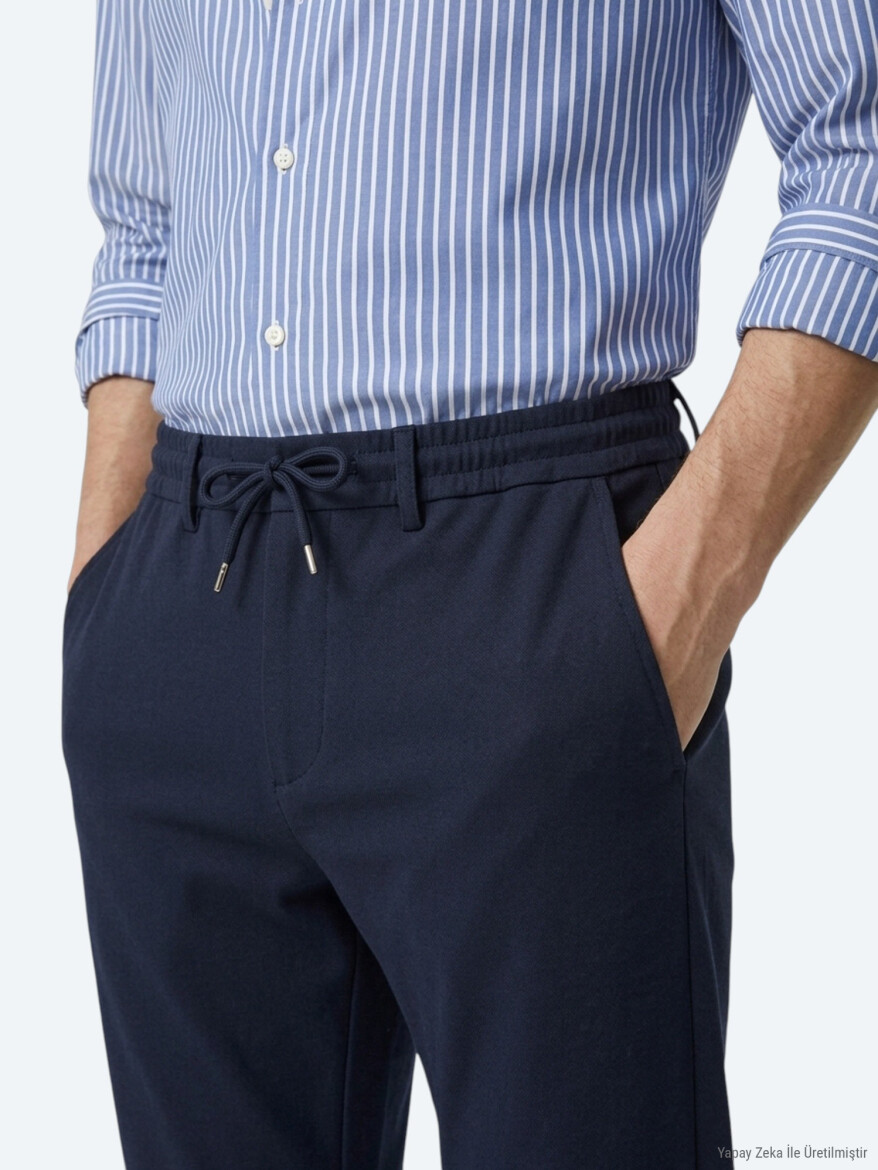 Lacivert Düz Dokuma Jogging Fit Casual Pantolon - KİP
