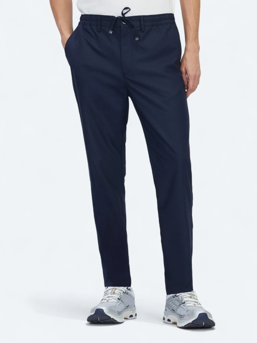 Lacivert Düz Dokuma Jogging Fit Casual Pantolon - KİP