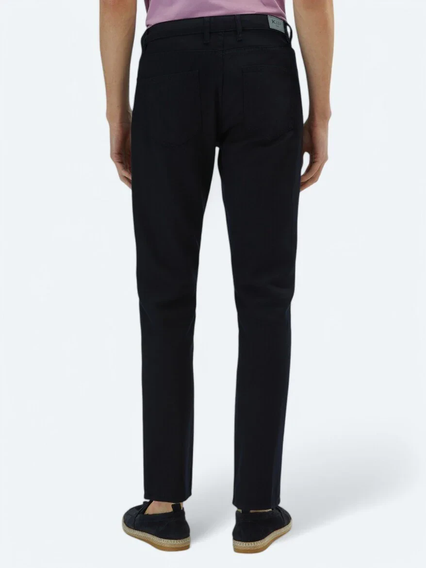Lacivert Düz Dokuma Regular Fit Casual Pamuk Karışımlı Pantolon 