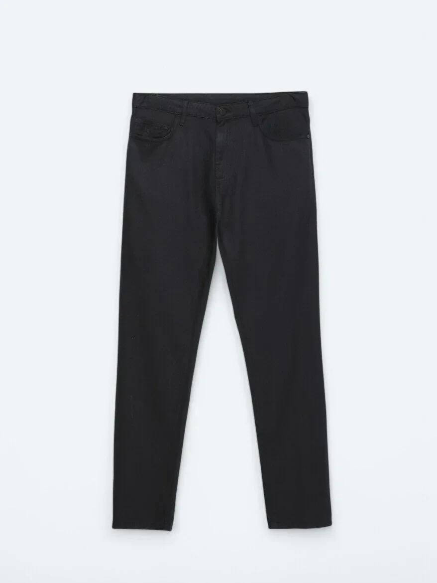 Lacivert Düz Dokuma Regular Fit Casual Pamuk Karışımlı Pantolon - 5