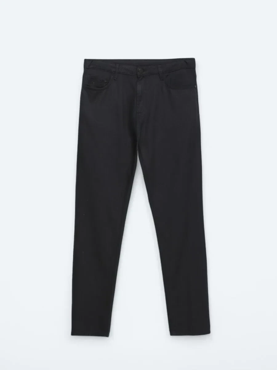 Lacivert Düz Dokuma Regular Fit Casual Pamuk Karışımlı Pantolon - 5