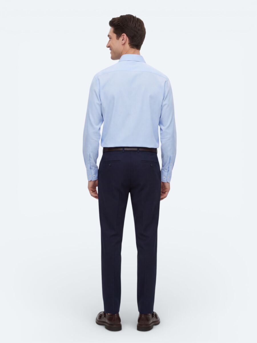 Lacivert Düz Dokuma Regular Fit Casual Pamuk Karışımlı Pantolon - 5